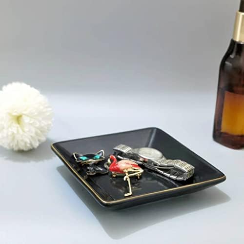 Hankor Ceramic Jewelry Dish Tray 47 Inch Black