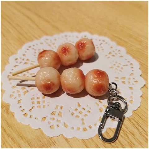 AVLUZ Fish Ball Skewers Keychain Funny Birthday Gift Key Ring