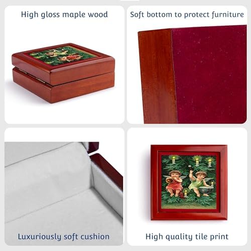 3dRose Decorative Jewelry Box with Angel Candle Lit Tree Scene