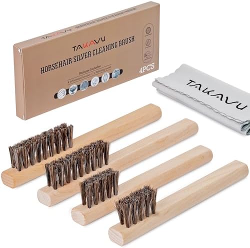TAKAVU Horsehair Detail Brush Set for Silverware and Jewelry
