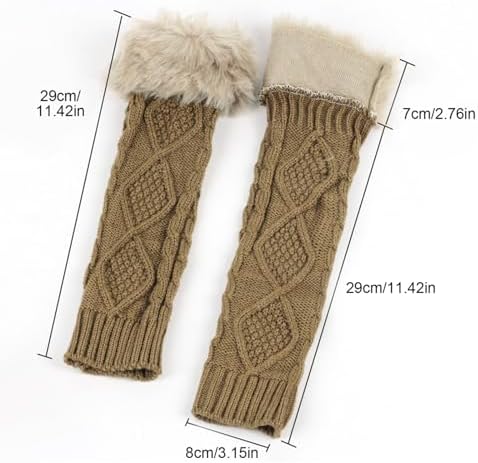 Womens Furry Cuff Arm Warmers with Thumb Hole