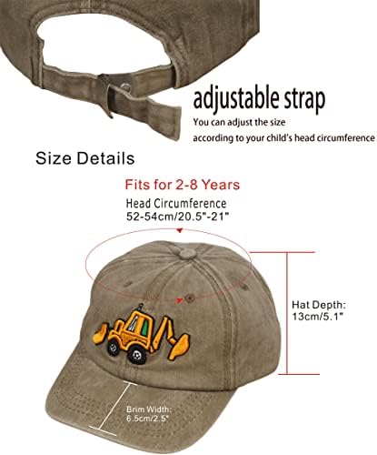 Excavator Toddler Baseball Cap for Boys Age 2-8