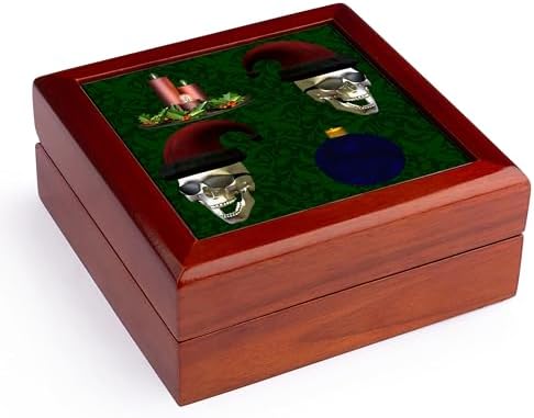 3dRose Santa Skulls Candle Ornament Jewelry Box