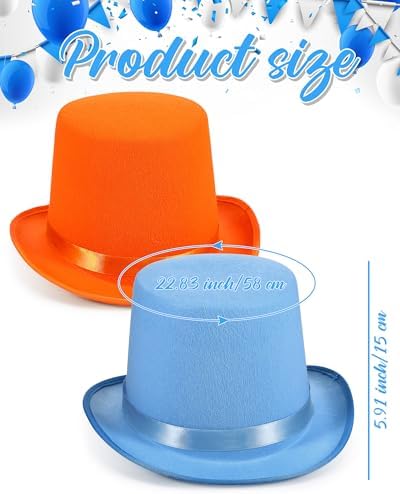 Geyoga 2 Pcs Blue Orange Top Hats for Costume Parties