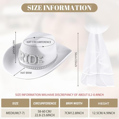 MGupzao Bridal Cowboy Hat with Veil