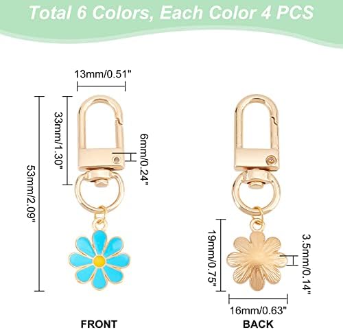 PH PandaHall 24pcs Daisy Enamel Keychain Set