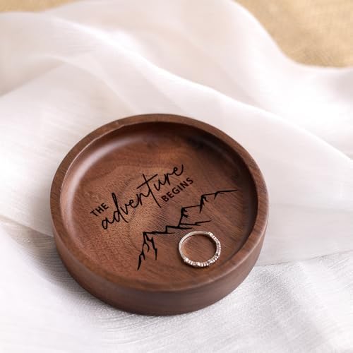 La Boda Wooden Ring Tray Engraved Wedding Ring Holder for Couples