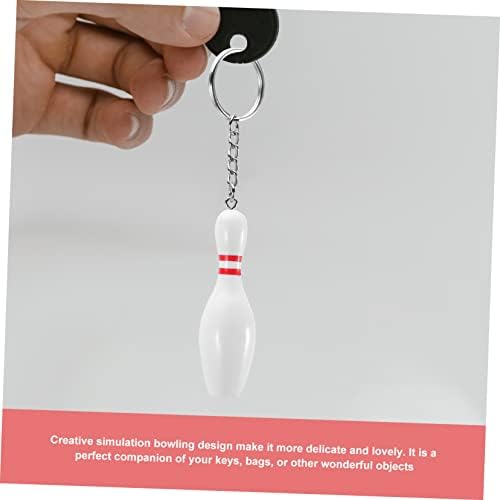 Toyvian Bowling Pin Keychains for Bags and Keys