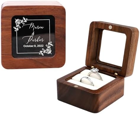 Personalized Wooden Ring Box with Name and Date