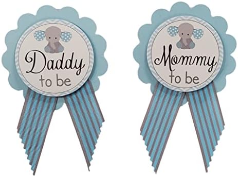 Mommy Daddy to Be Button Pins Elephant Baby Shower