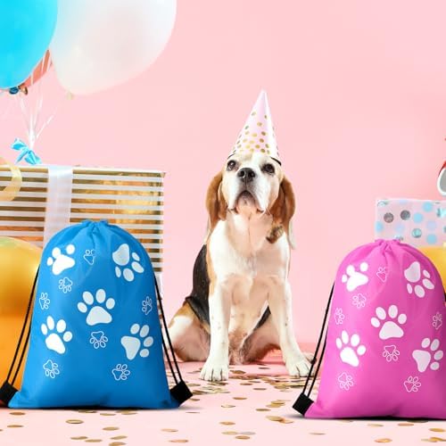 Weewooday 16 Pcs Paw Print Drawstring Backpack Bags