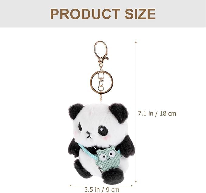 Cute Panda Plush Keychain Black and White
