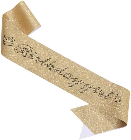 Birthday Girl Sash for Women with Gold Glitter and Black Rhinestone