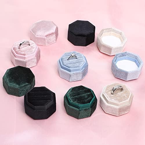 WantGor Velvet Ring Box with 3 Slots Black