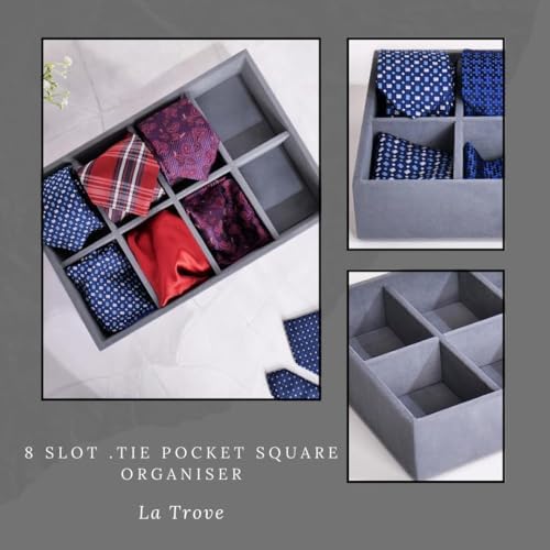 La Trove Tie and Pocket Square Organizer Tray with 8 Slots