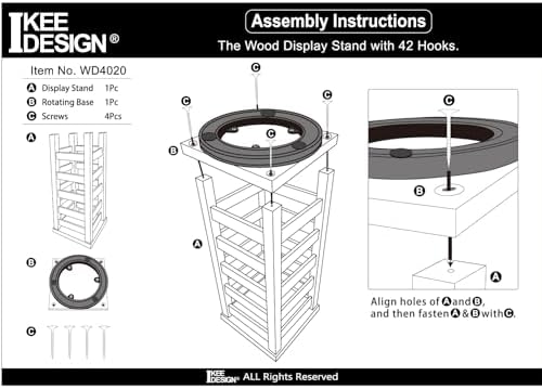 Ikee Design 5 Tiers Rotating Jewelry Display Tower with 42 Hooks