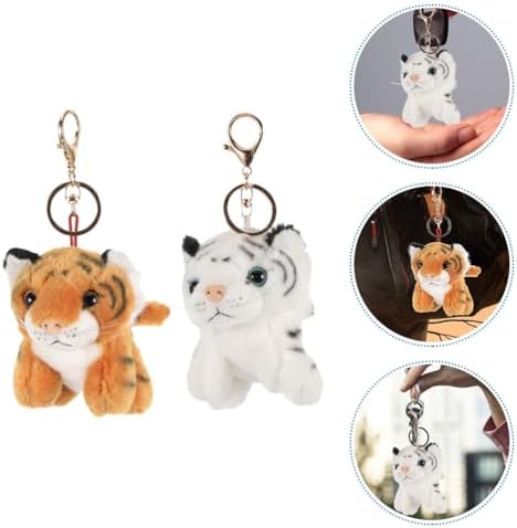 LOGOFUN 4PCS Plush Tiger Keychains for Backpacks Purses