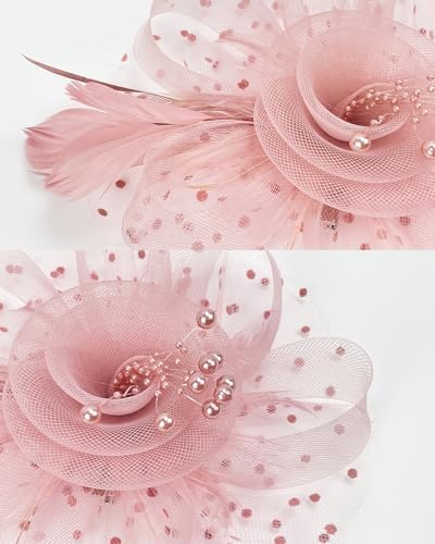 Blush Pink Tea Party Fascinator Hat Gloves Set
