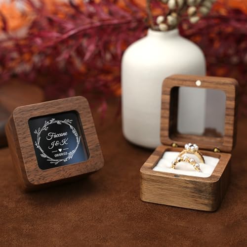 Personalized Wooden Ring Box with Name and Date