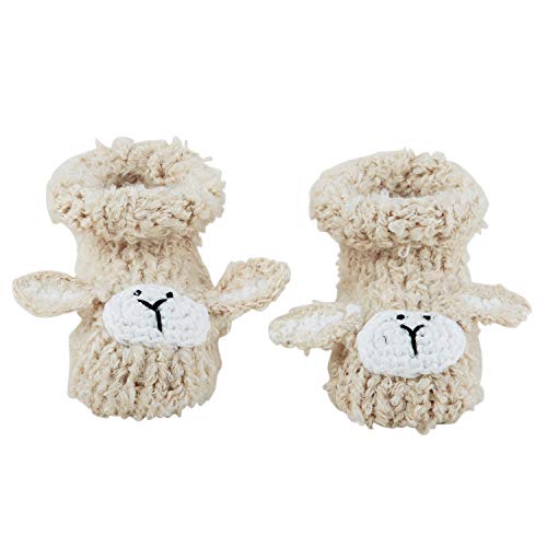 Stephan Baby Cream Lamb Bootie Socks for Newborns