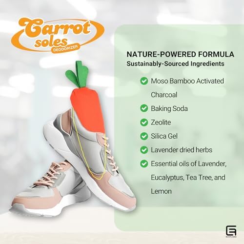 Carrotsoles 2 Pack Shoe Deodorizer with Bamboo Charcoal and Lavender