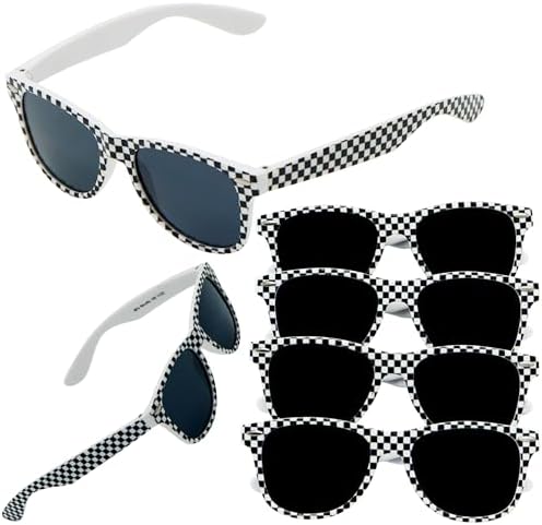 4Es Novelty Race Car Checkered Sunglasses for Kids 12 Pack