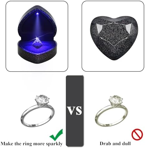Luxury LED Lighted Engagement Ring Box Heart Shaped Elegant Starry Sky Display Case