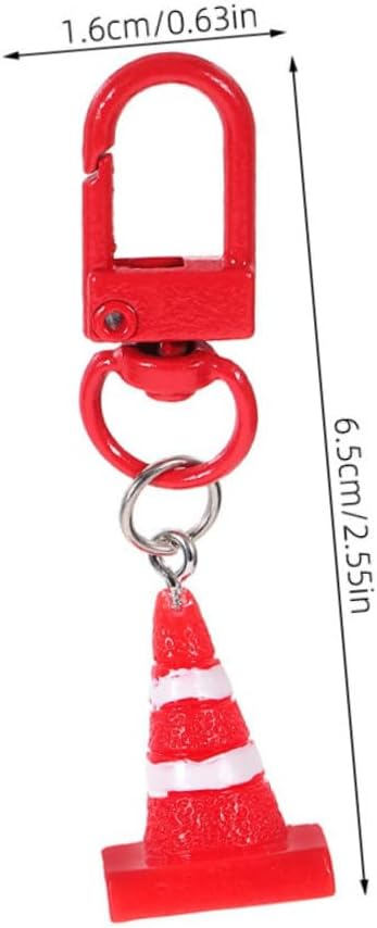Kisangel 5pcs Resin Traffic Cone Keychain Pendant Set