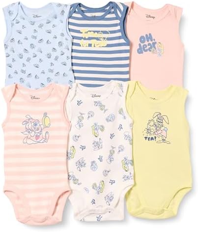 Amazon Essentials Disney Star Wars Princess Baby Girls Sleeveless Bodysuits Pack of 6