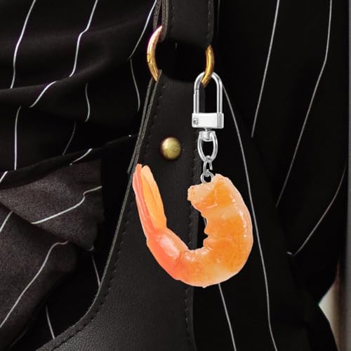 LOGOFUN 20 Pcs Fake Shrimp Keychains for Bags and Backpacks