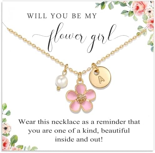 Flower Girl Proposal Initial Letter Necklace