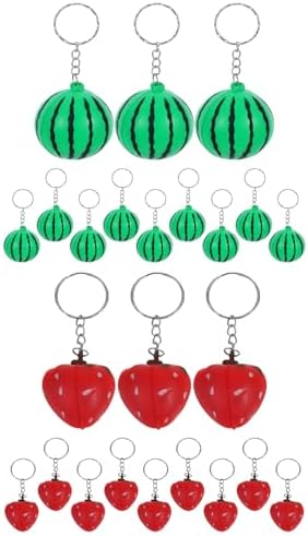 LOGOFUN 24PCS Realistic Watermelon Strawberry Keychain Set