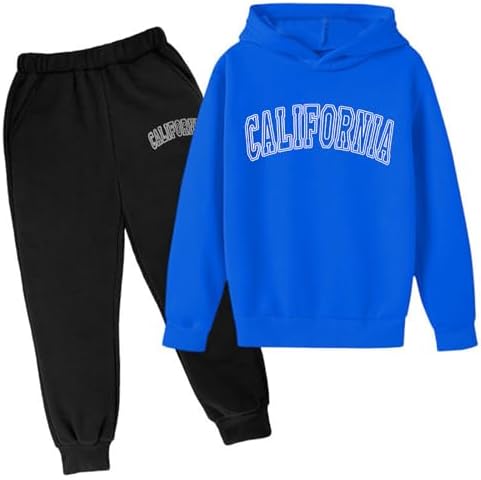 Childrens Hoodie Pullover Sweatshirt Set with Cute Letter Print