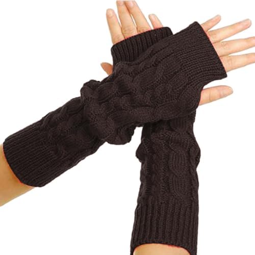Long Fingerless Gloves for Women - Stretchy Striped Arm Warmers