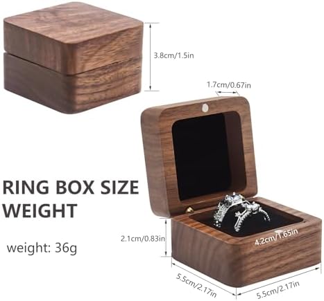 Exquisite Wooden Ring Box with 2 Slots Black