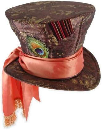 Disney Mad Hatter Top Hat with Peacock Feather and Satin Scarf