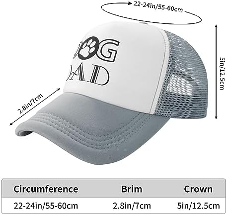 Dog Dad Funny Baseball Cap Adjustable Fitted Hat for Men Women Gray