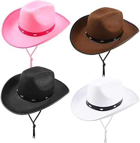 4 Pack Studded Cowboy Hats for Adult Cowgirl Cowboy Style