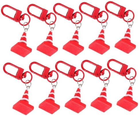Kisangel 5pcs Resin Traffic Cone Keychain Pendant Set