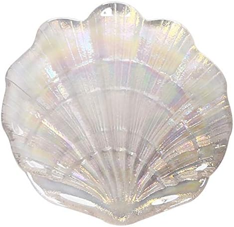 Glitter Glass Jewelry Dish Sparkle Iridescent Seashell Soap Holder for Women Girls