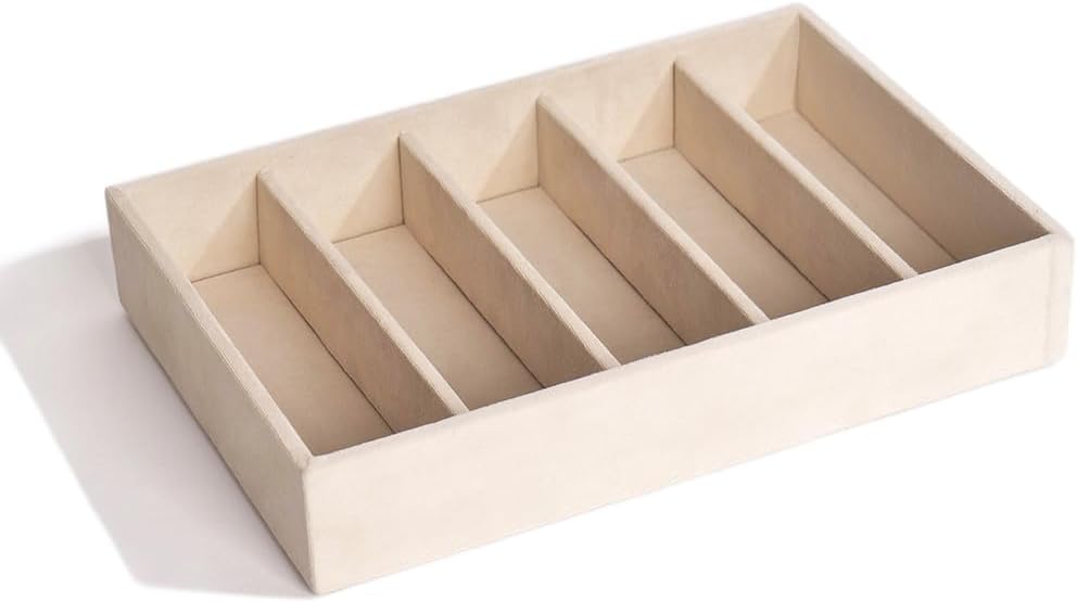 Luxury Velvet Sunglass Organizer Tray for Accessories Cream 5 Slot