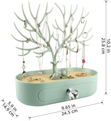 MORELESS Antlers Jewelry Display Stand with Drawer and Crystal Handle
