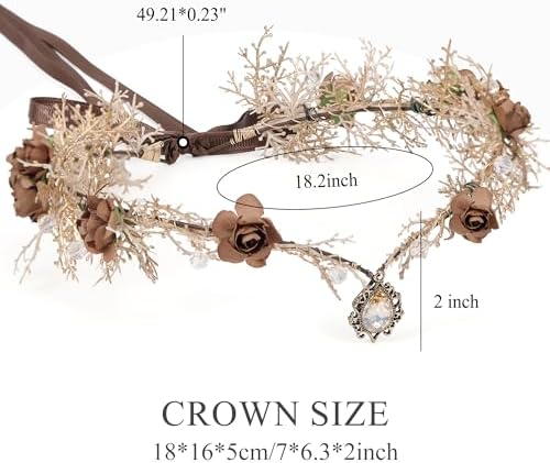 MOSTORY Fairy Flower Crown for Women - Woodland Elf Headwear Costume Accessory