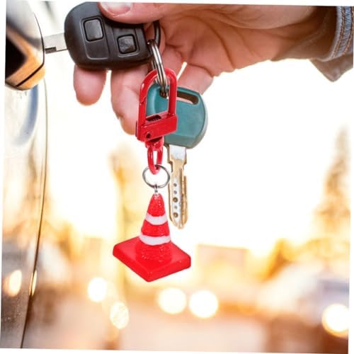 Kisangel 5pcs Resin Traffic Cone Keychain Pendant Set