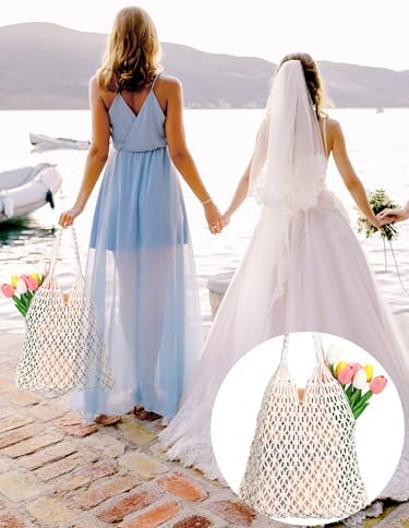 Aliceset 6 Pcs Macrame Tote Bags for Women Bridesmaid Beach Party Gifts