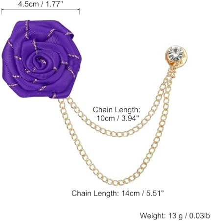MECCANIXITY Fabric Rose Brooch Lapel Pin with Tassel Chain