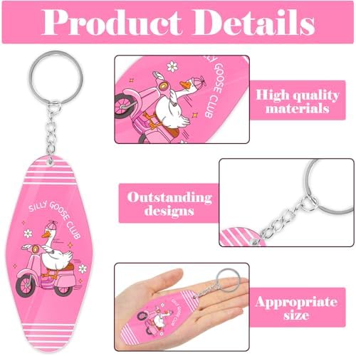 20Pcs Silly Goose Keychain Pink Cute Funny Key Rings Novelty Gifts