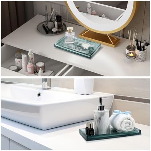 Ink Green Resin Vanity Tray with Jewelry Storage