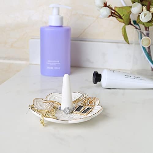 Ceramic White Mandala Jewelry Holder for Women