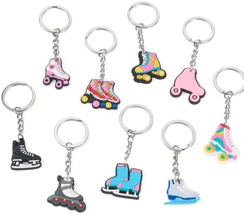 9Pcs Ice Skate Keychains for Backpack Car Keys Party Favors Gifts